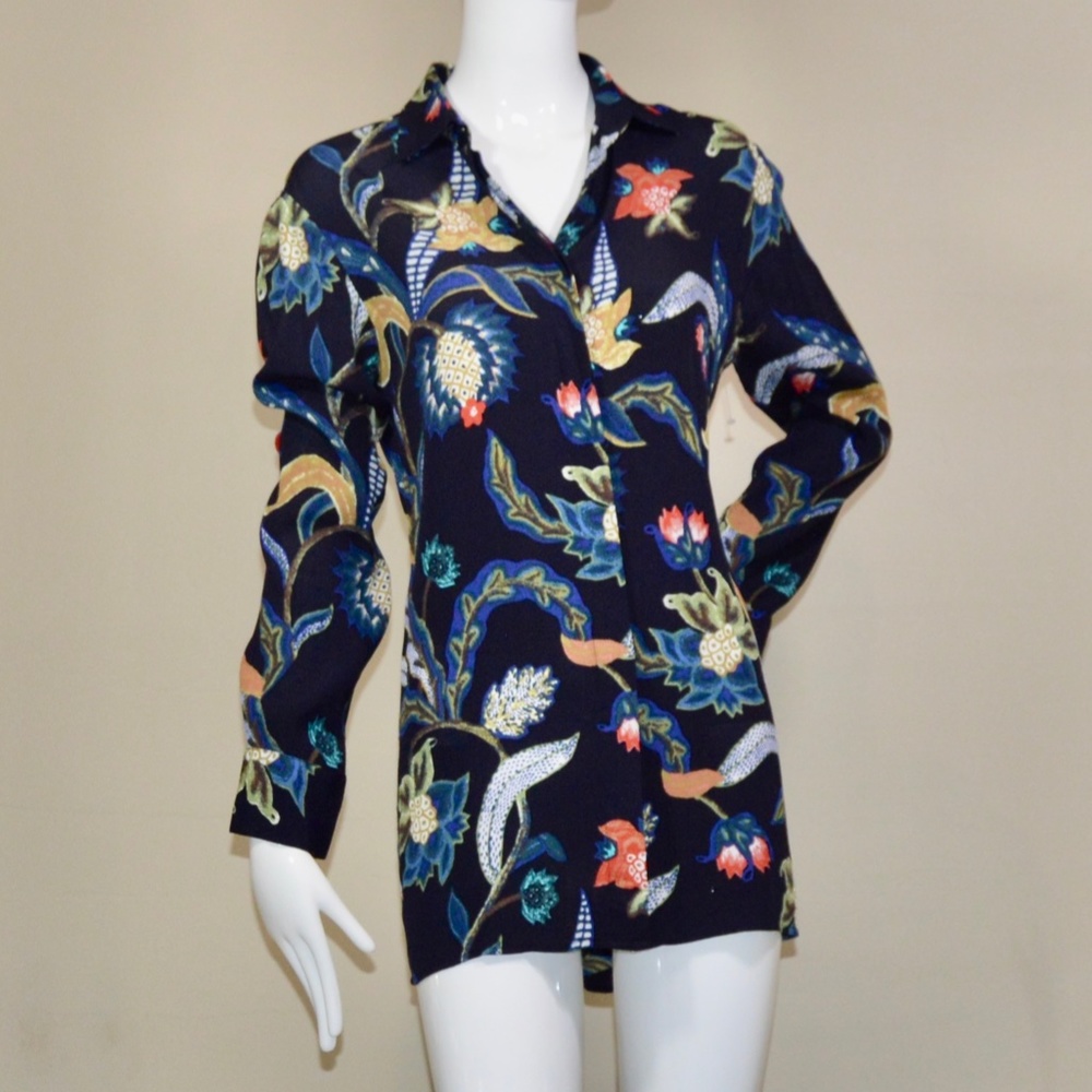 Maje Navy Rimbaud Baroque Print Blouse – Size S – NWT - Picture 7 of 14